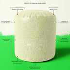 Labyrinth Art Footstool Footrest Puffy Pouffe Ottoman Bean Bag | Canvas Fabric