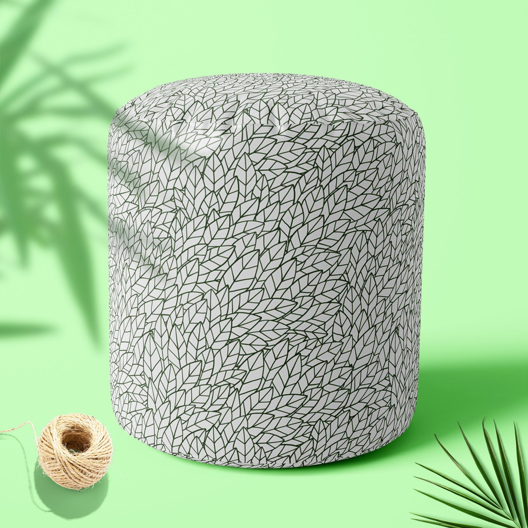 Leafy Leaves Footstool Footrest Puffy Pouffe Ottoman Bean Bag | Canvas Fabric
