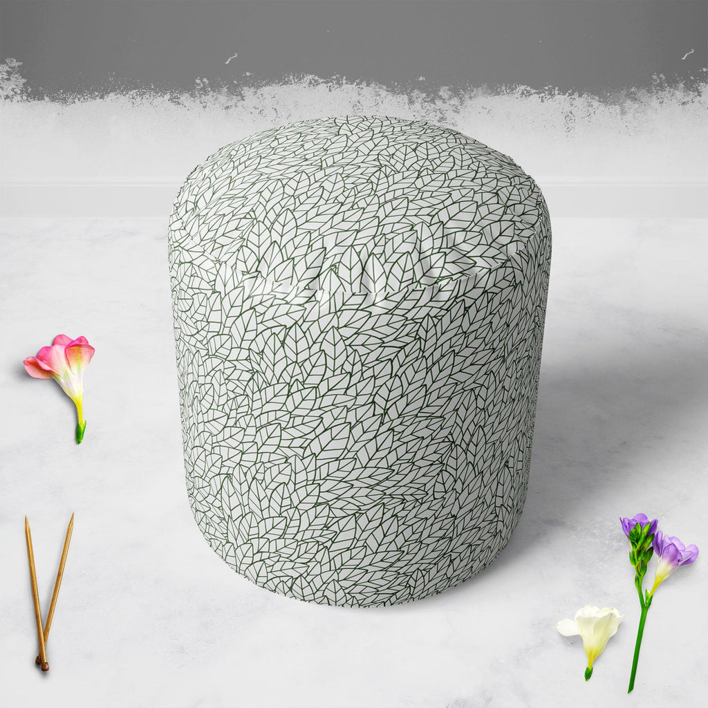 Leafy Leaves Footstool Footrest Puffy Pouffe Ottoman Bean Bag | Canvas Fabric