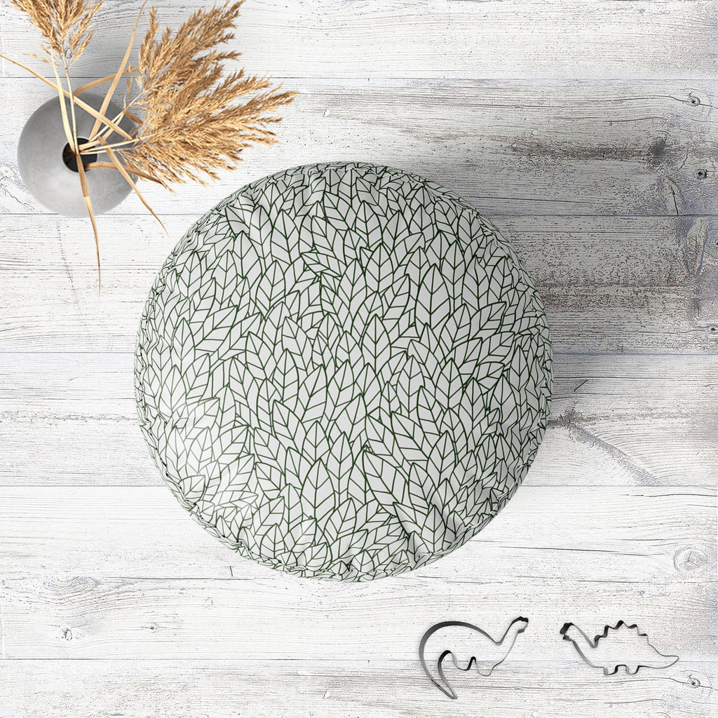 Leafy Leaves Footstool Footrest Puffy Pouffe Ottoman Bean Bag | Canvas Fabric