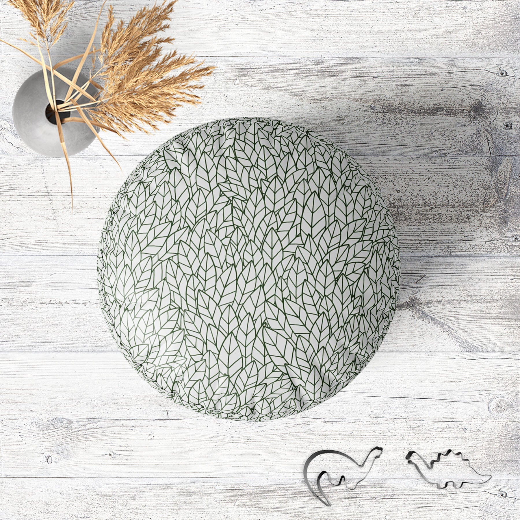 Leafy Leaves Footstool Footrest Puffy Pouffe Ottoman Bean Bag | Canvas Fabric