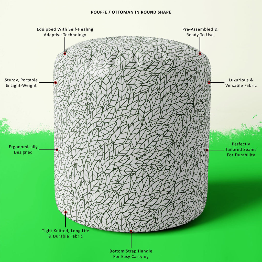 Leafy Leaves Footstool Footrest Puffy Pouffe Ottoman Bean Bag | Canvas Fabric
