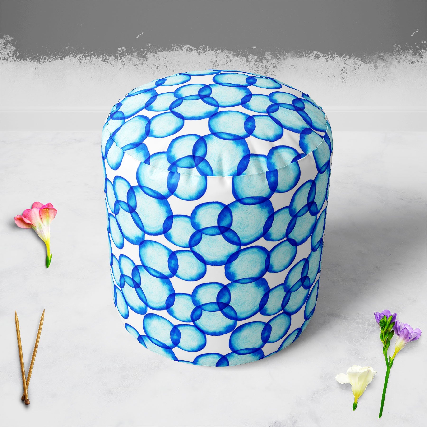 Soap Bubbles D1 Footstool Footrest Puffy Pouffe Ottoman Bean Bag | Canvas Fabric
