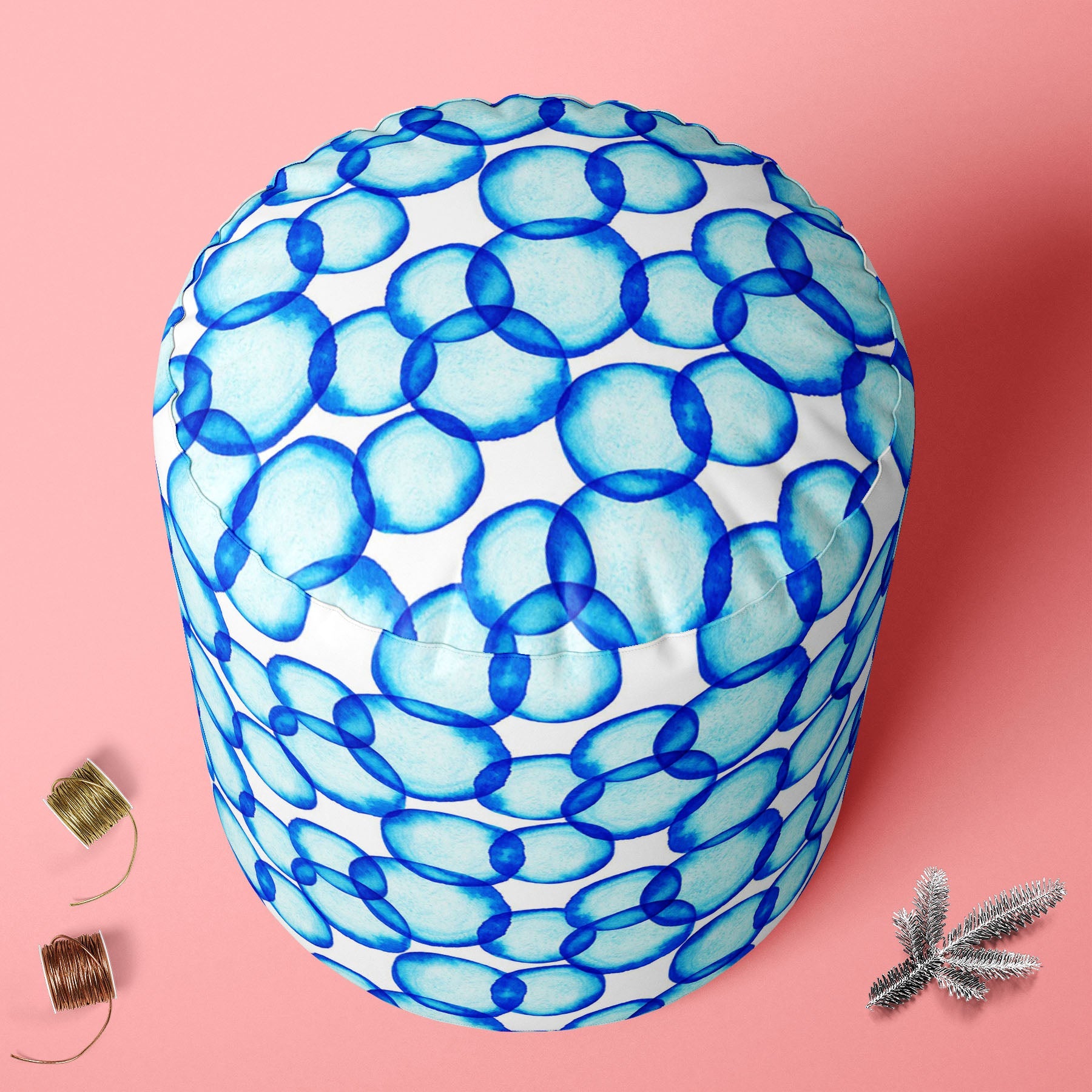 Soap Bubbles D1 Footstool Footrest Puffy Pouffe Ottoman Bean Bag | Canvas Fabric