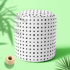 Black Polka Footstool Footrest Puffy Pouffe Ottoman Bean Bag | Canvas Fabric