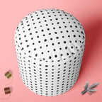 Black Polka Footstool Footrest Puffy Pouffe Ottoman Bean Bag | Canvas Fabric