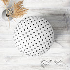 Black Polka Footstool Footrest Puffy Pouffe Ottoman Bean Bag | Canvas Fabric