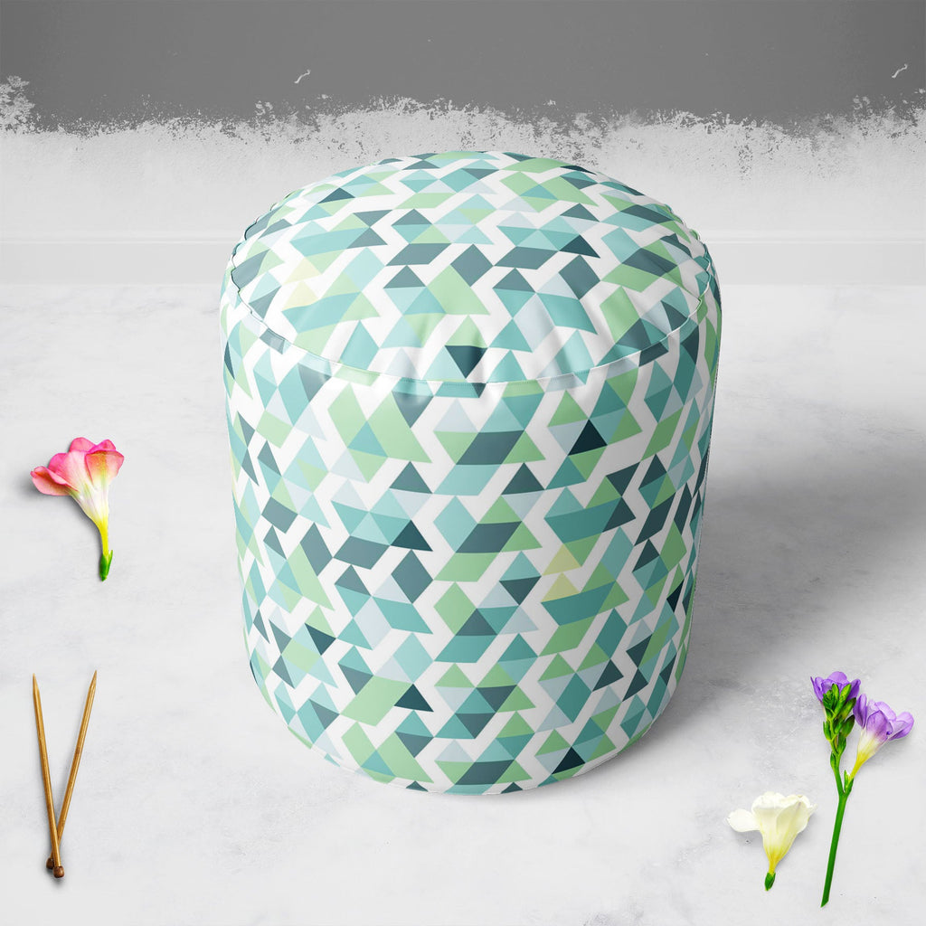 Bright Blue Triangles Footstool Footrest Puffy Pouffe Ottoman Bean Bag | Canvas Fabric