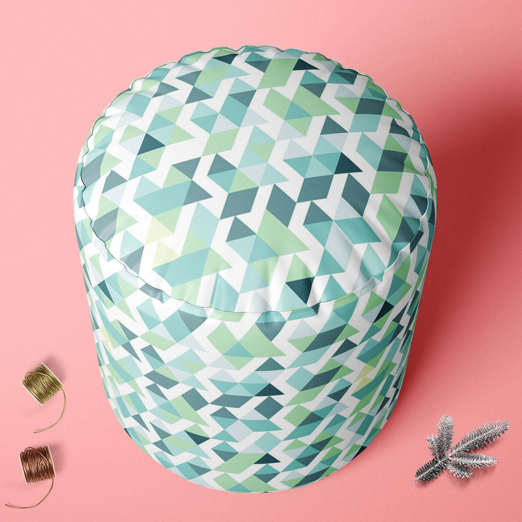 Bright Blue Triangles Footstool Footrest Puffy Pouffe Ottoman Bean Bag | Canvas Fabric