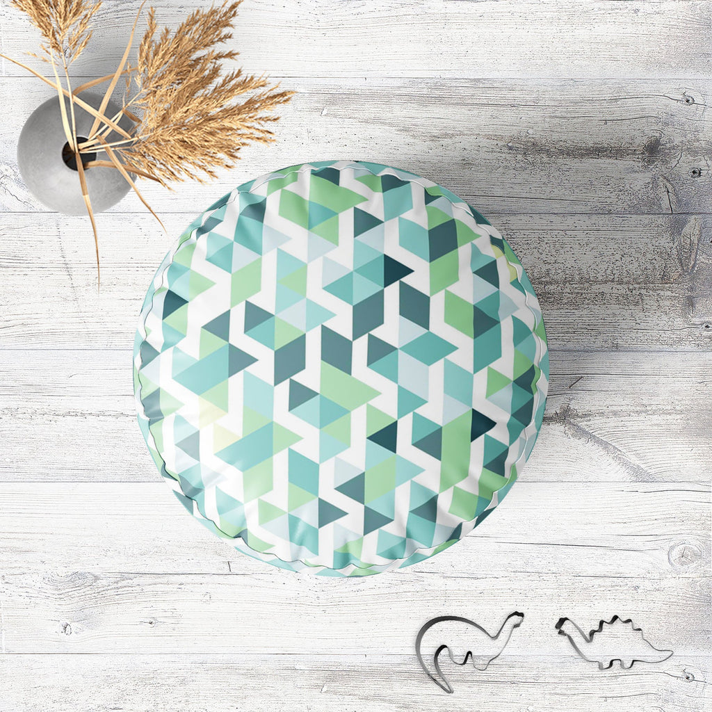 Bright Blue Triangles Footstool Footrest Puffy Pouffe Ottoman Bean Bag | Canvas Fabric