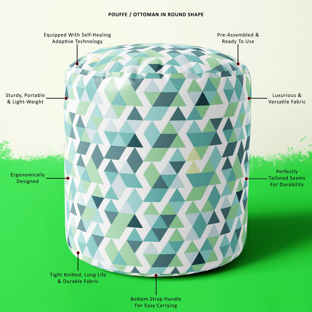 Bright Blue Triangles Footstool Footrest Puffy Pouffe Ottoman Bean Bag | Canvas Fabric