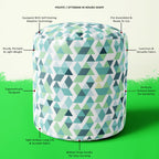 Bright Blue Triangles Footstool Footrest Puffy Pouffe Ottoman Bean Bag | Canvas Fabric