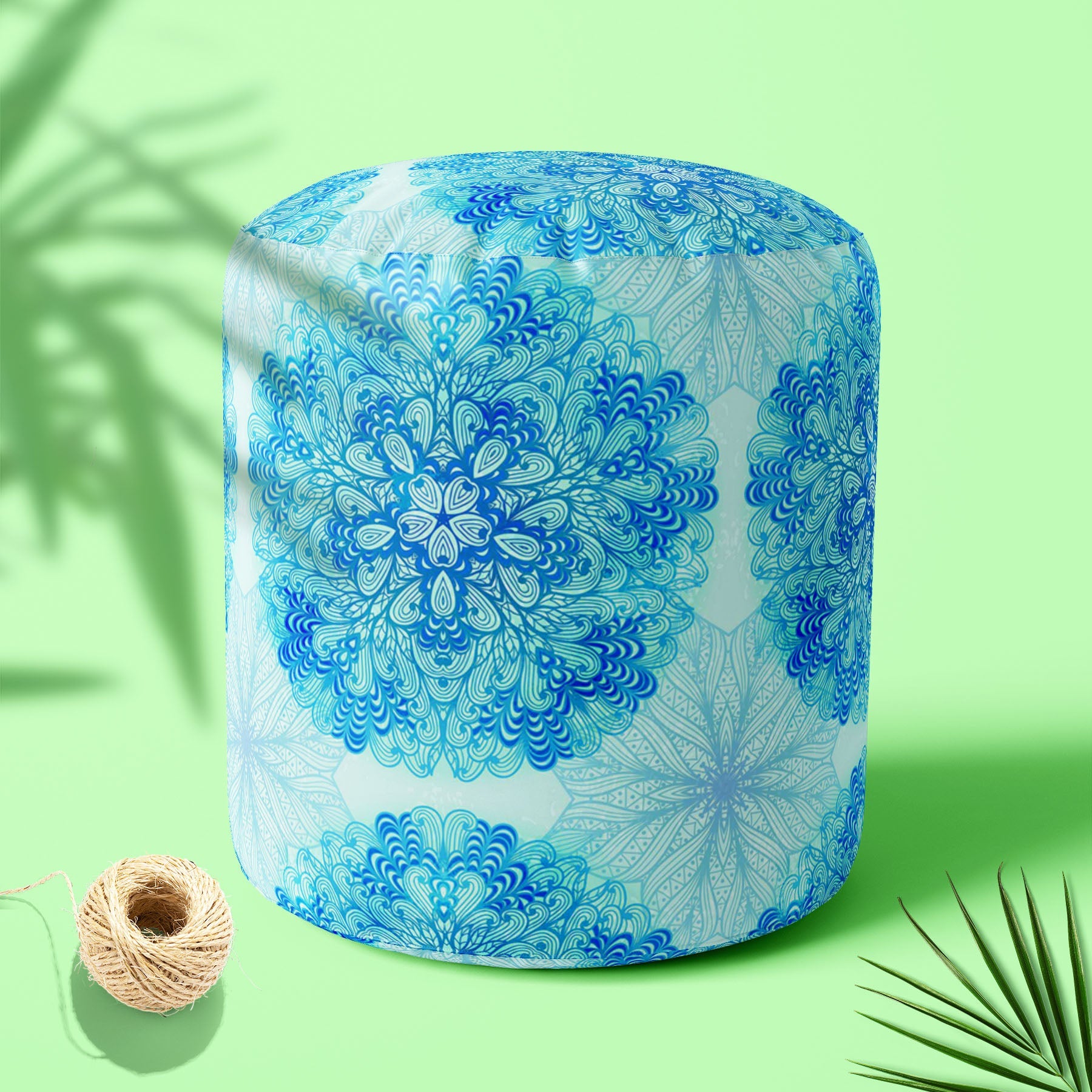 Ethnic Ornament D3 Footstool Footrest Puffy Pouffe Ottoman Bean Bag | Canvas Fabric