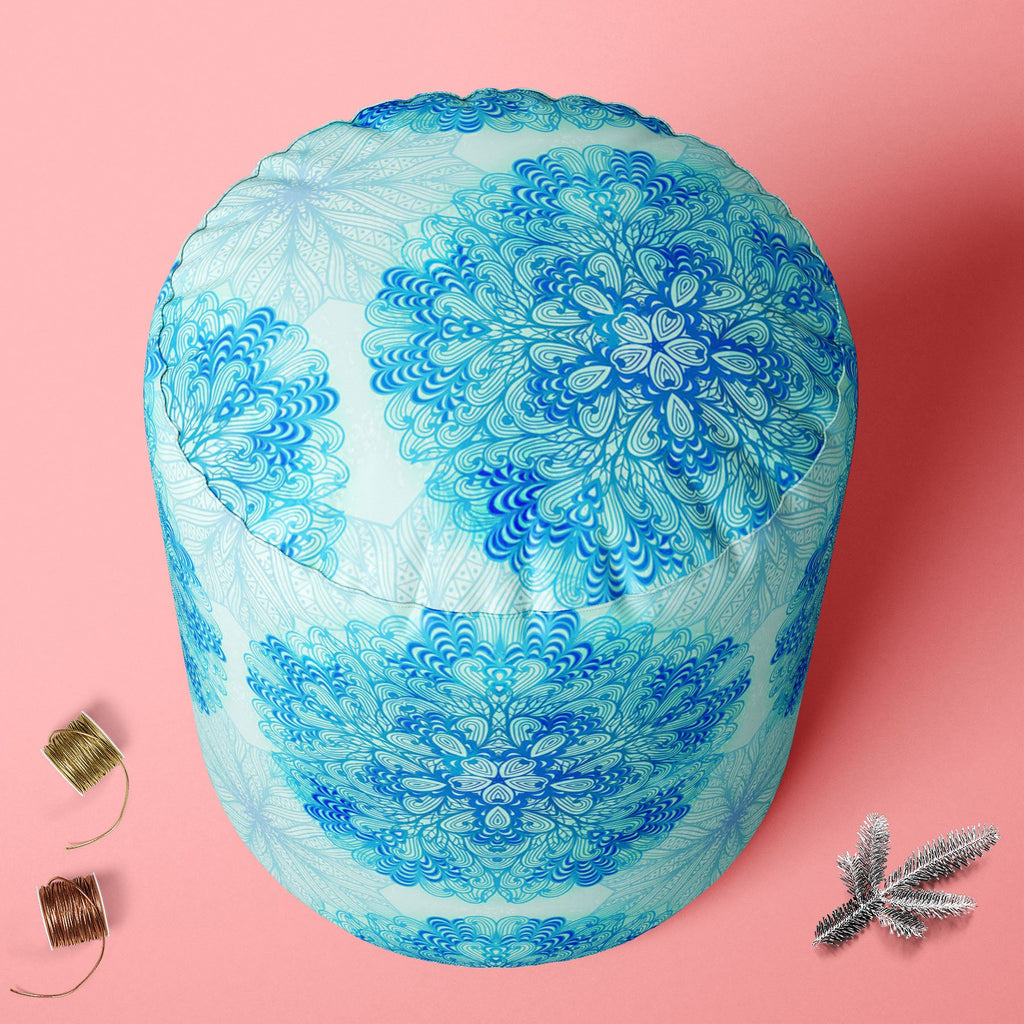 Ethnic Ornament D3 Footstool Footrest Puffy Pouffe Ottoman Bean Bag | Canvas Fabric