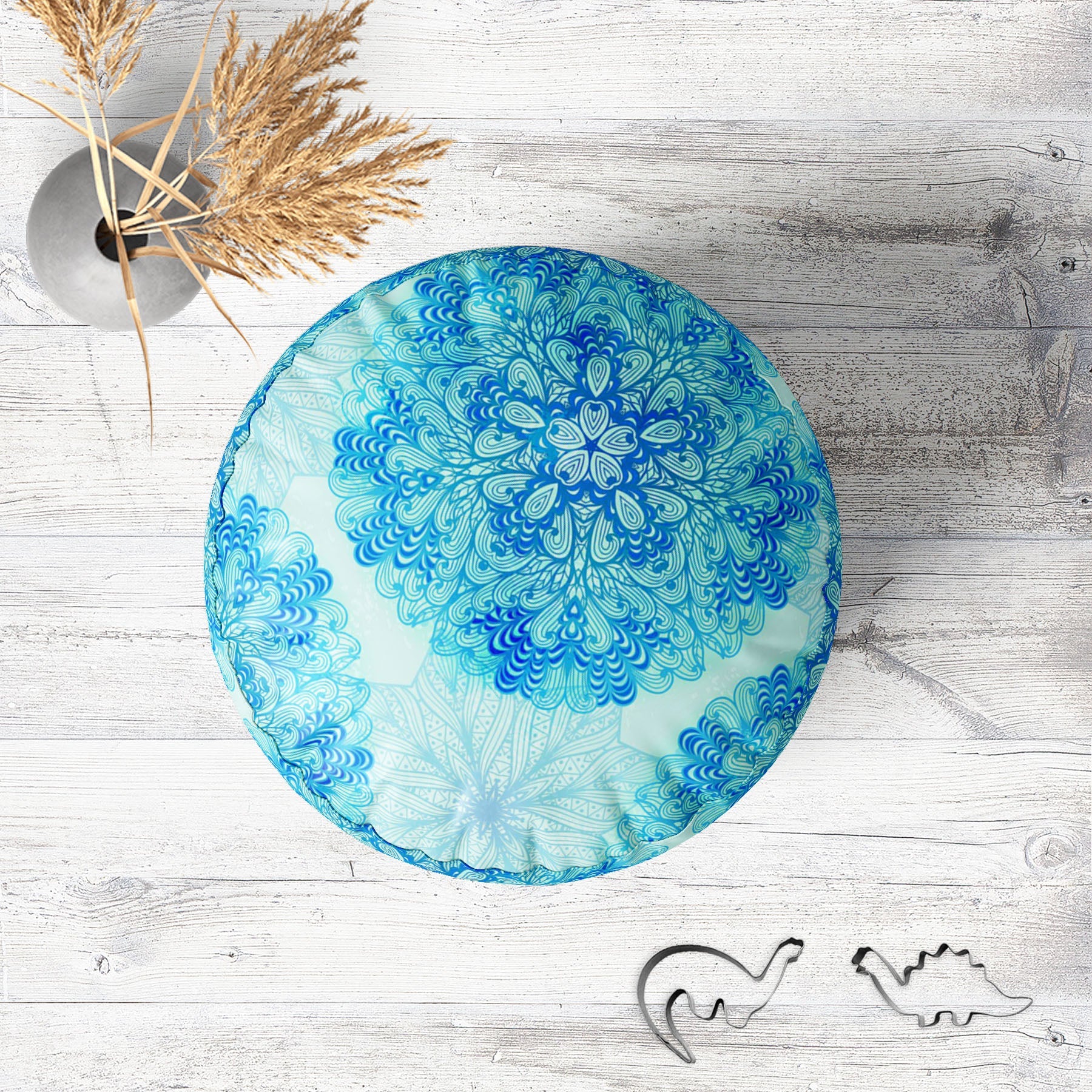 Ethnic Ornament D3 Footstool Footrest Puffy Pouffe Ottoman Bean Bag | Canvas Fabric