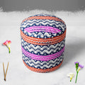 Bold Zigzag Footstool Footrest Puffy Pouffe Ottoman Bean Bag | Canvas Fabric