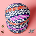 Bold Zigzag Footstool Footrest Puffy Pouffe Ottoman Bean Bag | Canvas Fabric