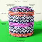 Bold Zigzag Footstool Footrest Puffy Pouffe Ottoman Bean Bag | Canvas Fabric