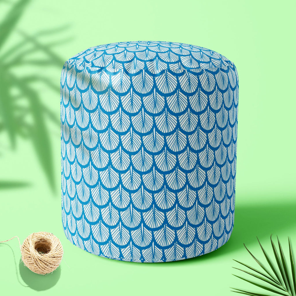 Hand Drawn Feathers Footstool Footrest Puffy Pouffe Ottoman Bean Bag | Canvas Fabric