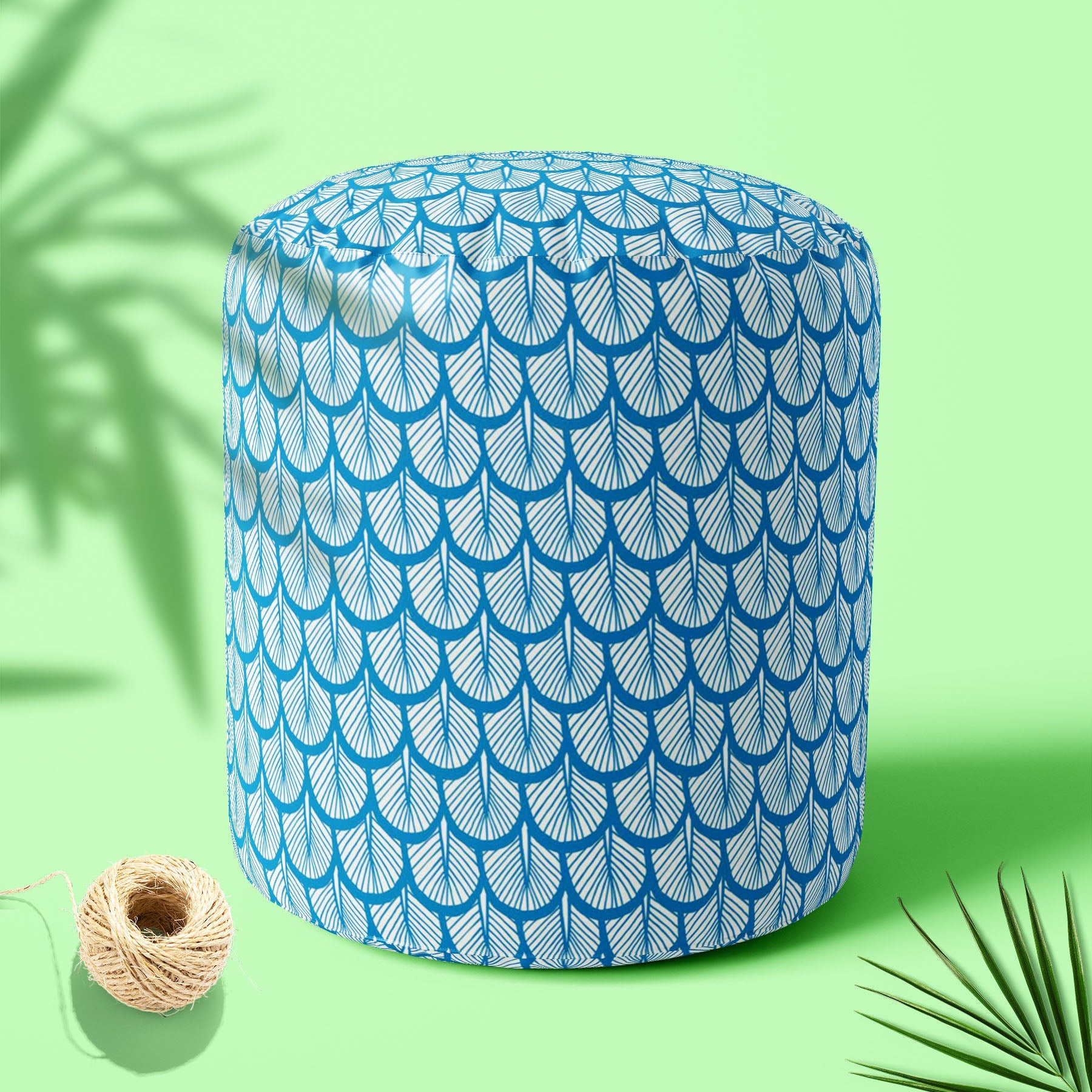 Hand Drawn Feathers Footstool Footrest Puffy Pouffe Ottoman Bean Bag | Canvas Fabric