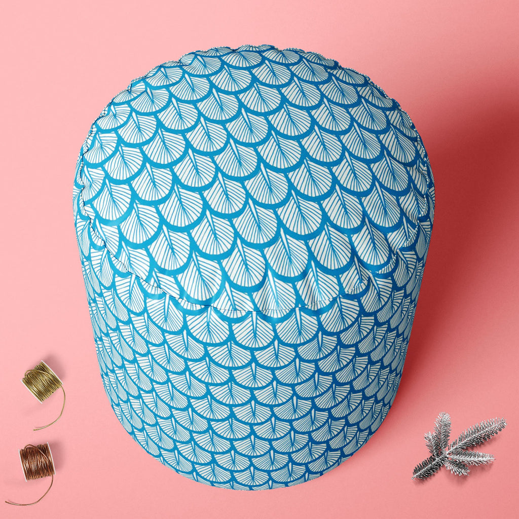 Hand Drawn Feathers Footstool Footrest Puffy Pouffe Ottoman Bean Bag | Canvas Fabric