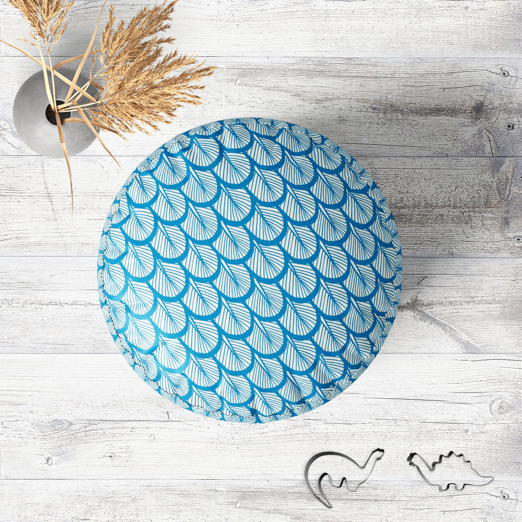 Hand Drawn Feathers Footstool Footrest Puffy Pouffe Ottoman Bean Bag | Canvas Fabric
