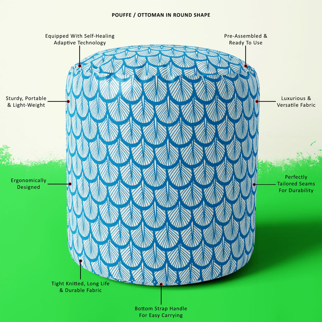 Hand Drawn Feathers Footstool Footrest Puffy Pouffe Ottoman Bean Bag | Canvas Fabric
