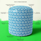 Hand Drawn Feathers Footstool Footrest Puffy Pouffe Ottoman Bean Bag | Canvas Fabric