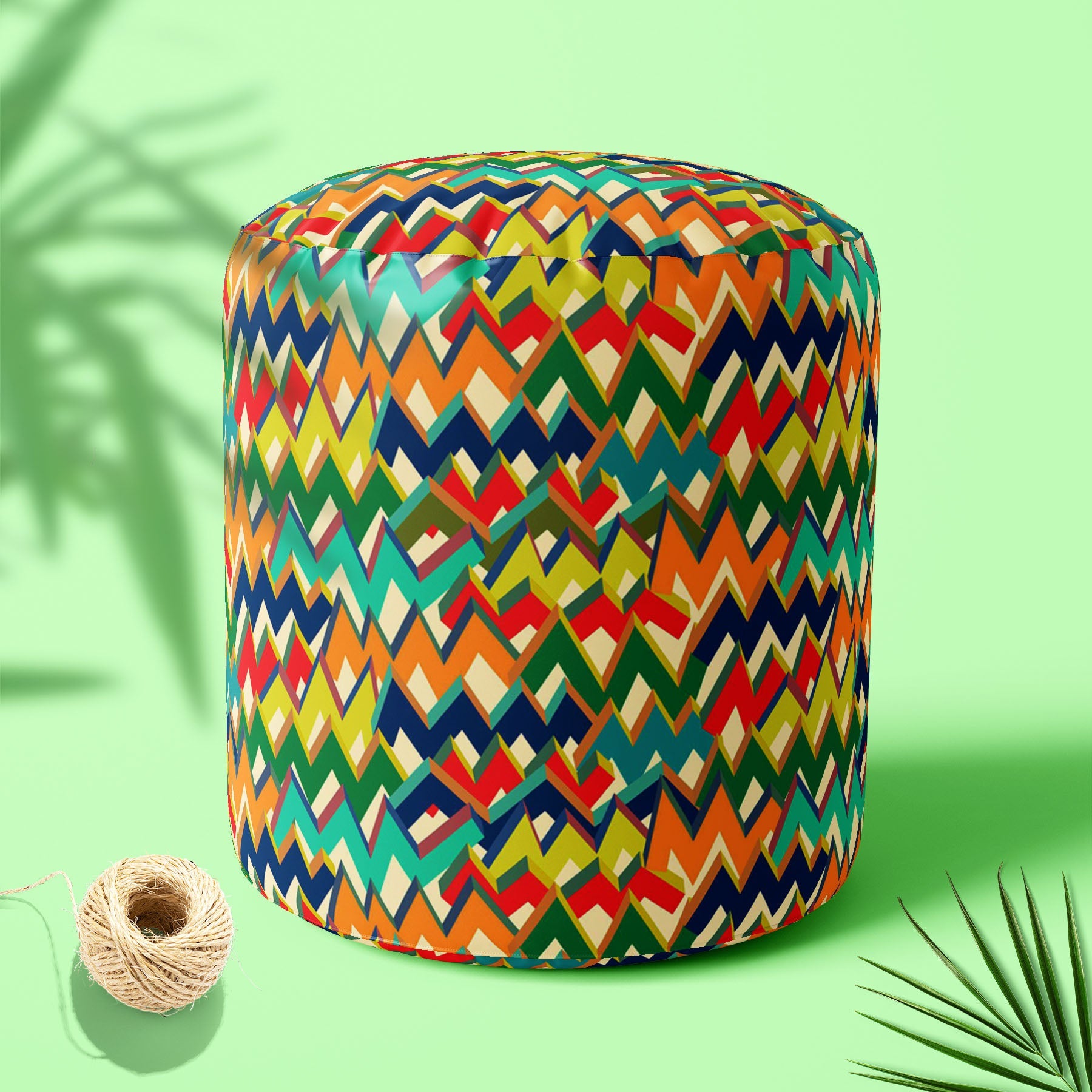 Zigzag Footstool Footrest Puffy Pouffe Ottoman Bean Bag | Canvas Fabric