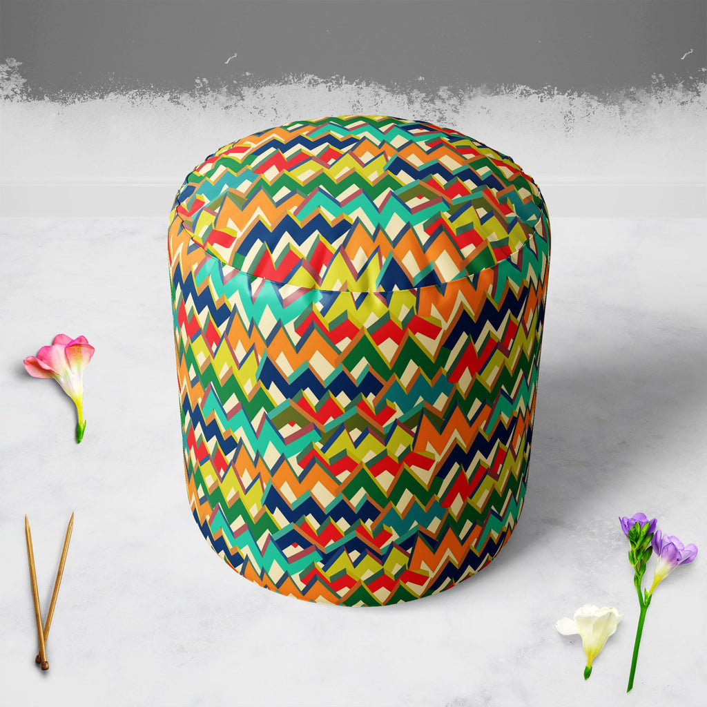 Zigzag Footstool Footrest Puffy Pouffe Ottoman Bean Bag | Canvas Fabric