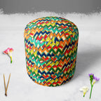 Zigzag Footstool Footrest Puffy Pouffe Ottoman Bean Bag | Canvas Fabric