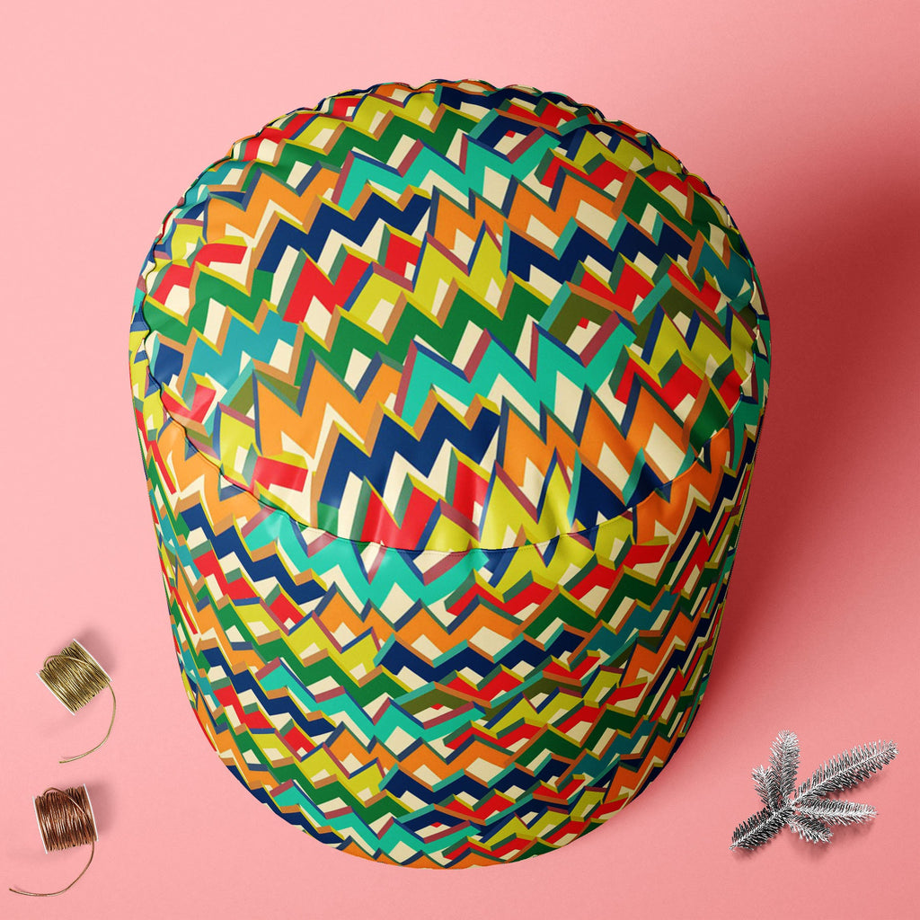 Zigzag Footstool Footrest Puffy Pouffe Ottoman Bean Bag | Canvas Fabric