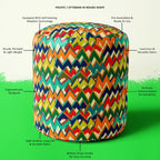 Zigzag Footstool Footrest Puffy Pouffe Ottoman Bean Bag | Canvas Fabric