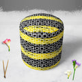 Mixed Geometric Art D1 Footstool Footrest Puffy Pouffe Ottoman Bean Bag | Canvas Fabric
