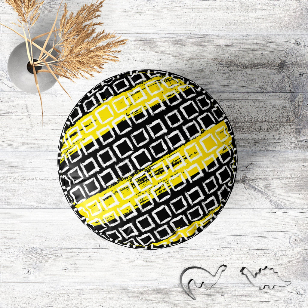 Mixed Geometric Art D1 Footstool Footrest Puffy Pouffe Ottoman Bean Bag | Canvas Fabric