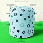 Circled Sketch Footstool Footrest Puffy Pouffe Ottoman Bean Bag | Canvas Fabric