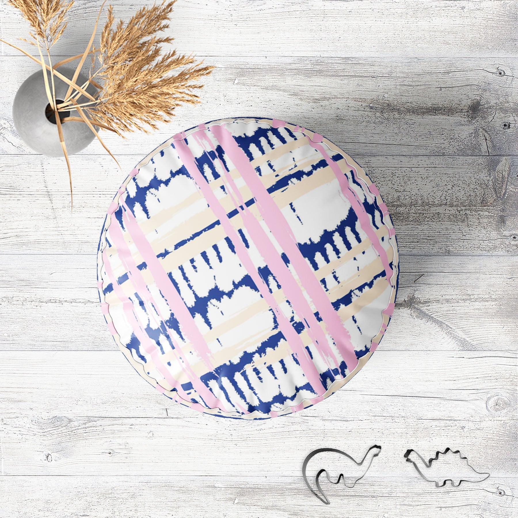 Mixed Geometric Art D4 Footstool Footrest Puffy Pouffe Ottoman Bean Bag | Canvas Fabric