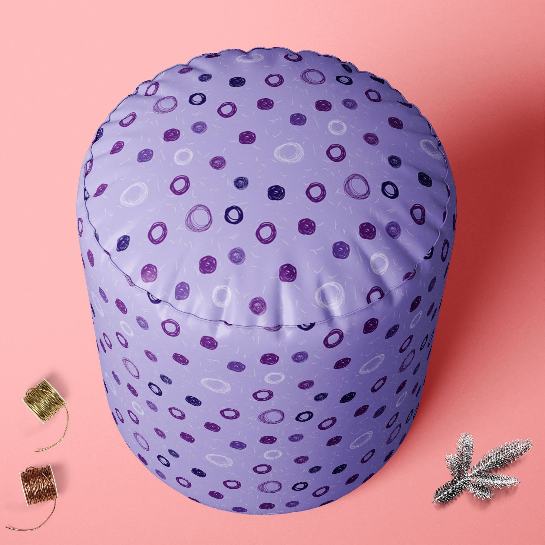 Hand Drawn Design D1 Footstool Footrest Puffy Pouffe Ottoman Bean Bag | Canvas Fabric