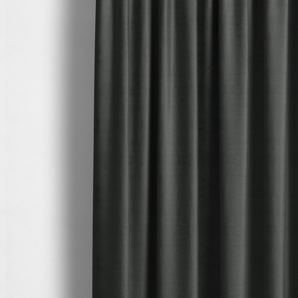 Bhopal Soft Textured Black Coloured Plain Velour Pile Upholstery Fabric - Made To Measure Curtains