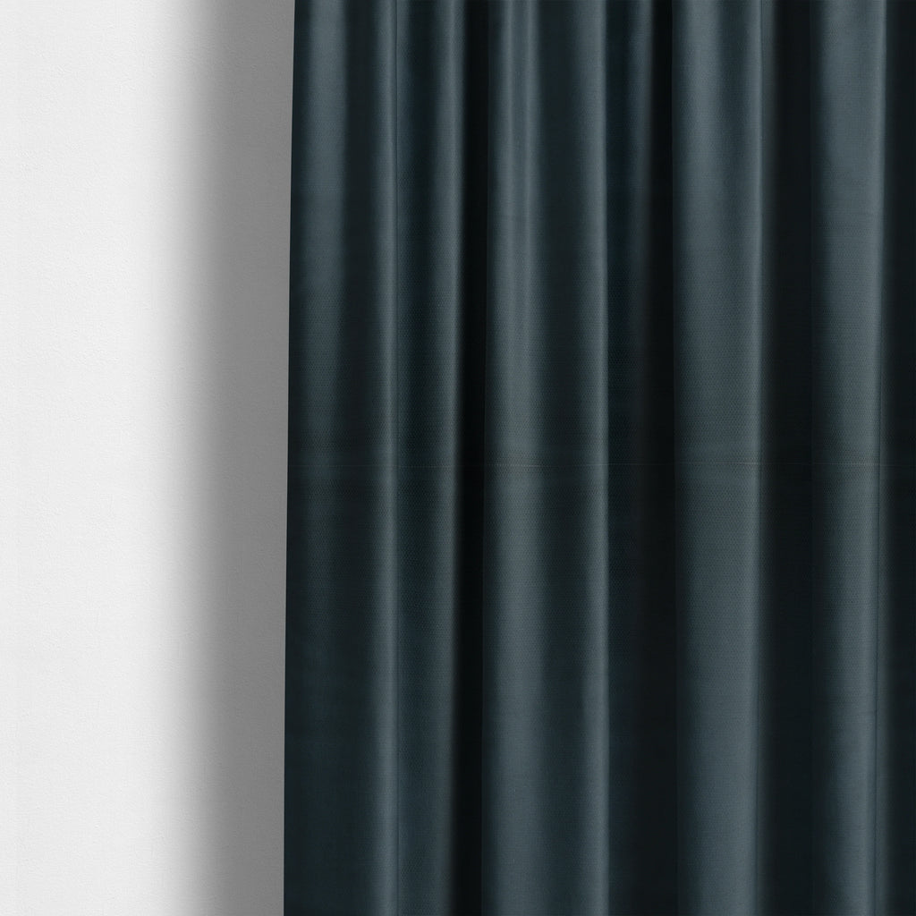 Bhopal Soft Textured Navy Blue Coloured Plain Velour Pile Upholstery Fabric - Made To Measure Curtains