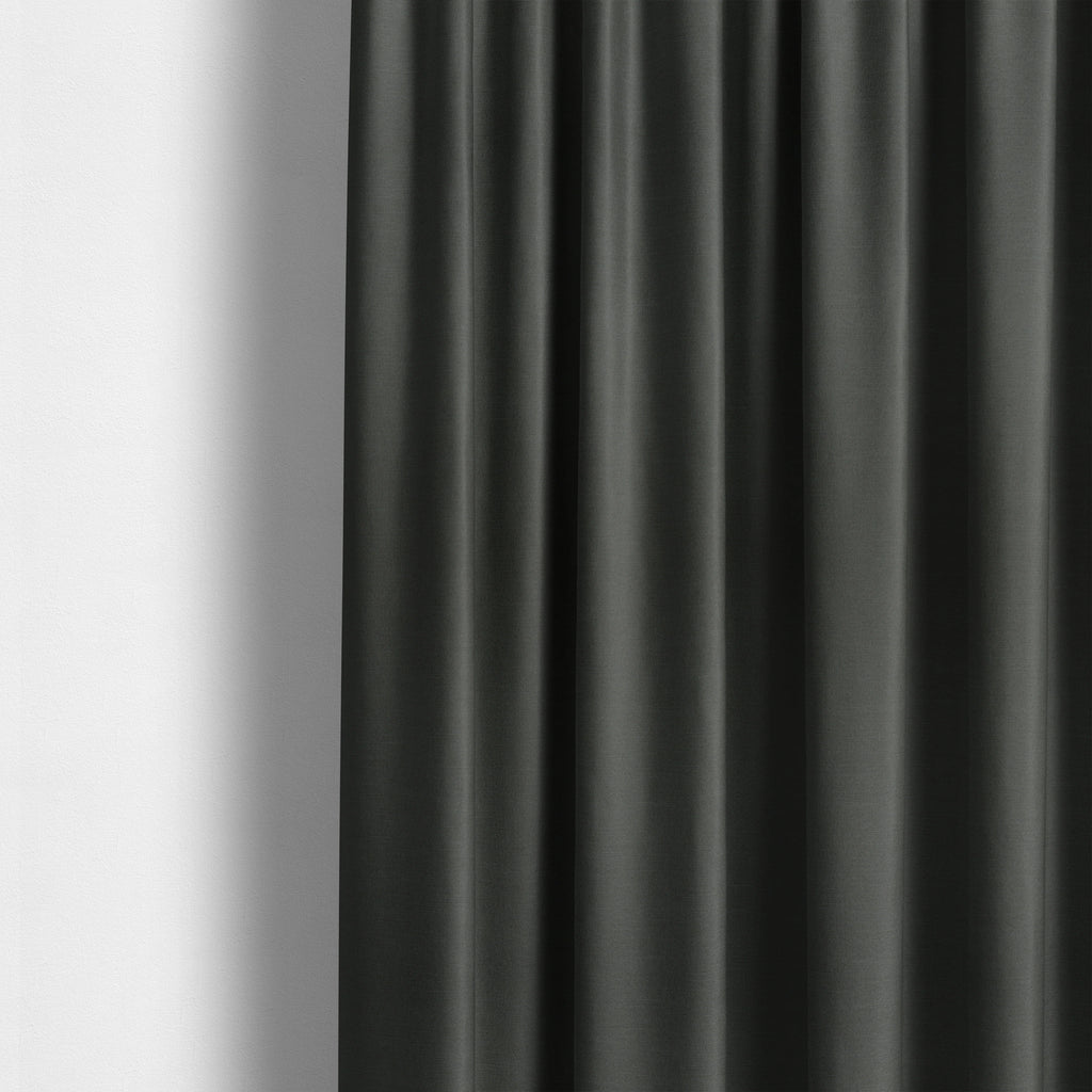 Darwin Linen Effect Style Flat Weave Material In Black Colour Upholstery Soft Furnishing Fabrics - Made To Measure Curtains