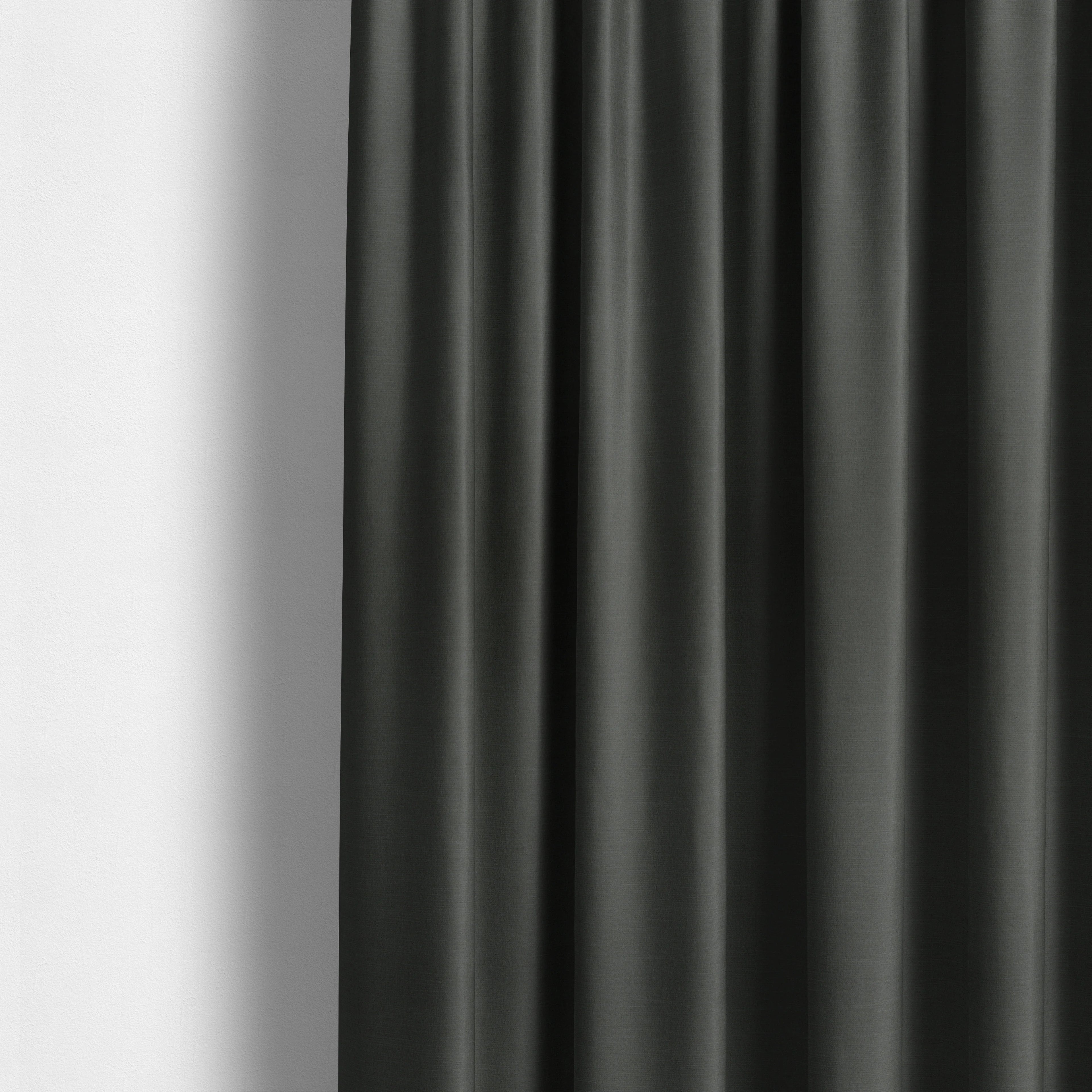 Darwin Linen Effect Style Flat Weave Material In Black Colour Upholstery Soft Furnishing Fabrics - Made To Measure Curtains