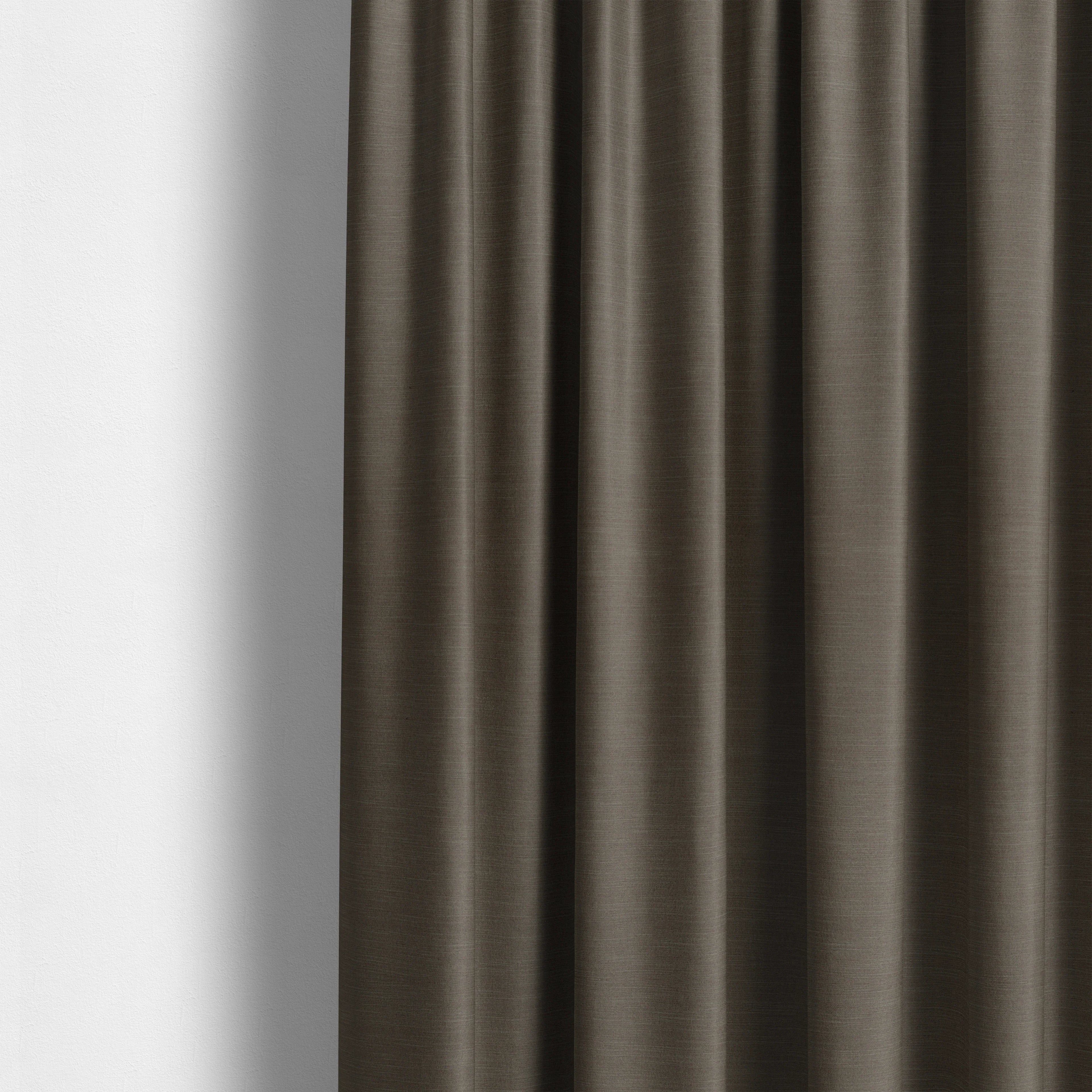 Darwin Linen Effect Style Flat Weave Material In Brown Colour Upholstery Soft Furnishing Fabrics - Made To Measure Curtains
