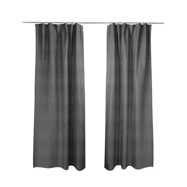 Bhopal Soft Textured Black Coloured Plain Velour Pile Upholstery Fabric - Made To Measure Curtains