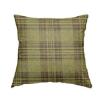Voyage Of Checked Tartan Pattern In Green Colour Woven Soft Chenille Upholstery Fabric JO-448 - Handmade Cushions