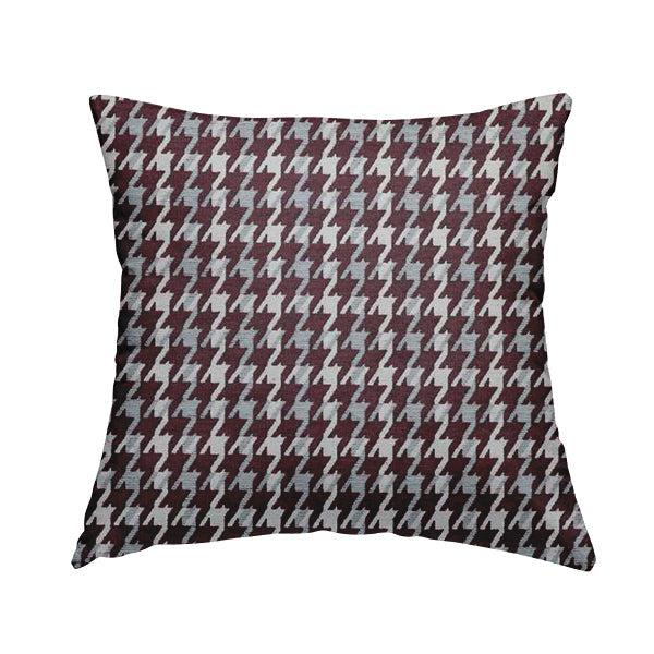 Boxer Houndstooth Pattern In Purple Colour Woven Soft Chenille Upholstery Fabric JO-459 - Handmade Cushions