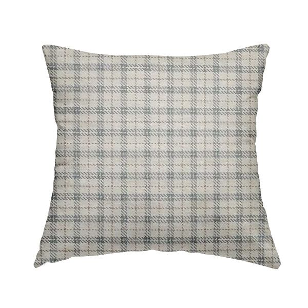 Quality Woven Jacquard Tartan Pattern Beige Grey Soft Cheniille Fabric JO-465 - Handmade Cushions