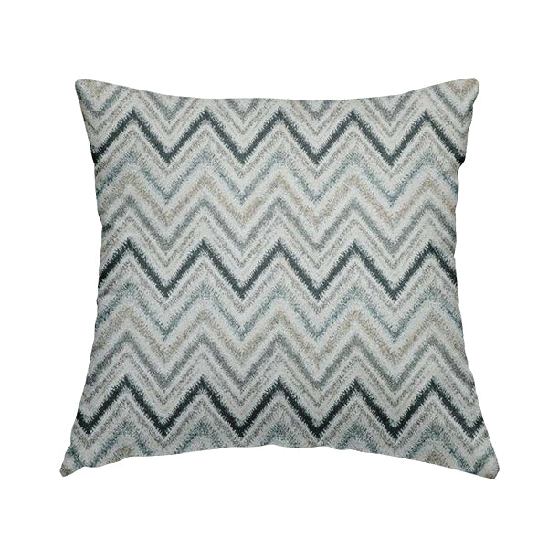 Elwin Decorative Weave Teal Blue Colour Chevron Pattern Jacquard Fabric JO-470 - Handmade Cushions