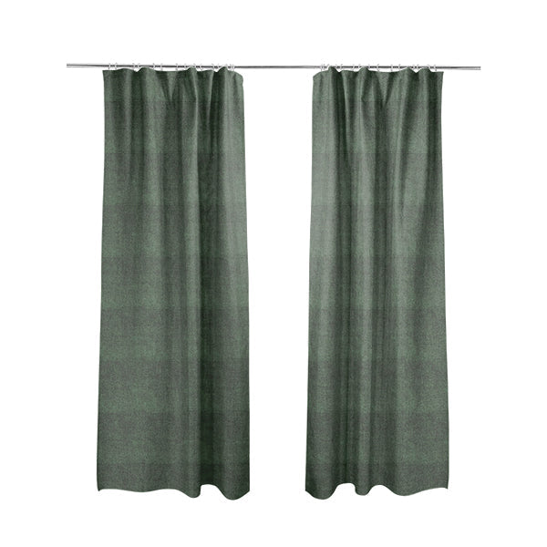 Kansas Distressed Pine Green Coloured Velour Velvet Upholstery Curtains Fabric - Made To Measure Curtains