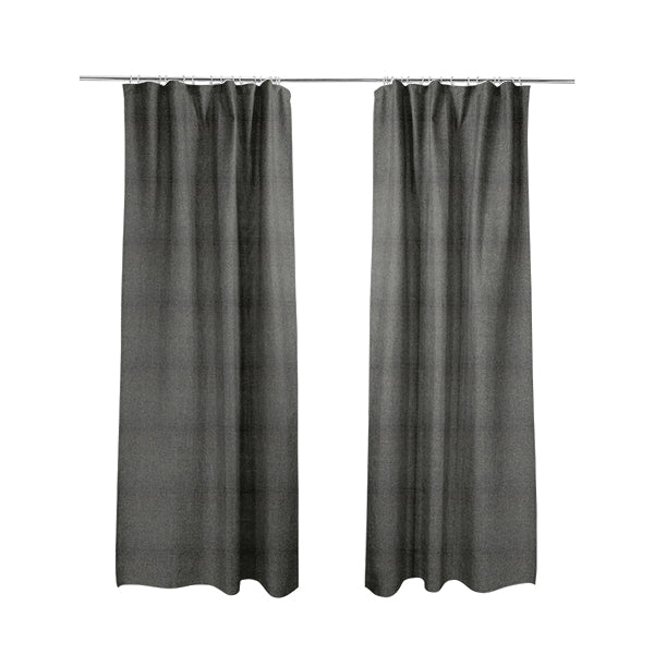 Kansas Distressed Black Coloured Velour Velvet Upholstery Curtains Fabric - Made To Measure Curtains